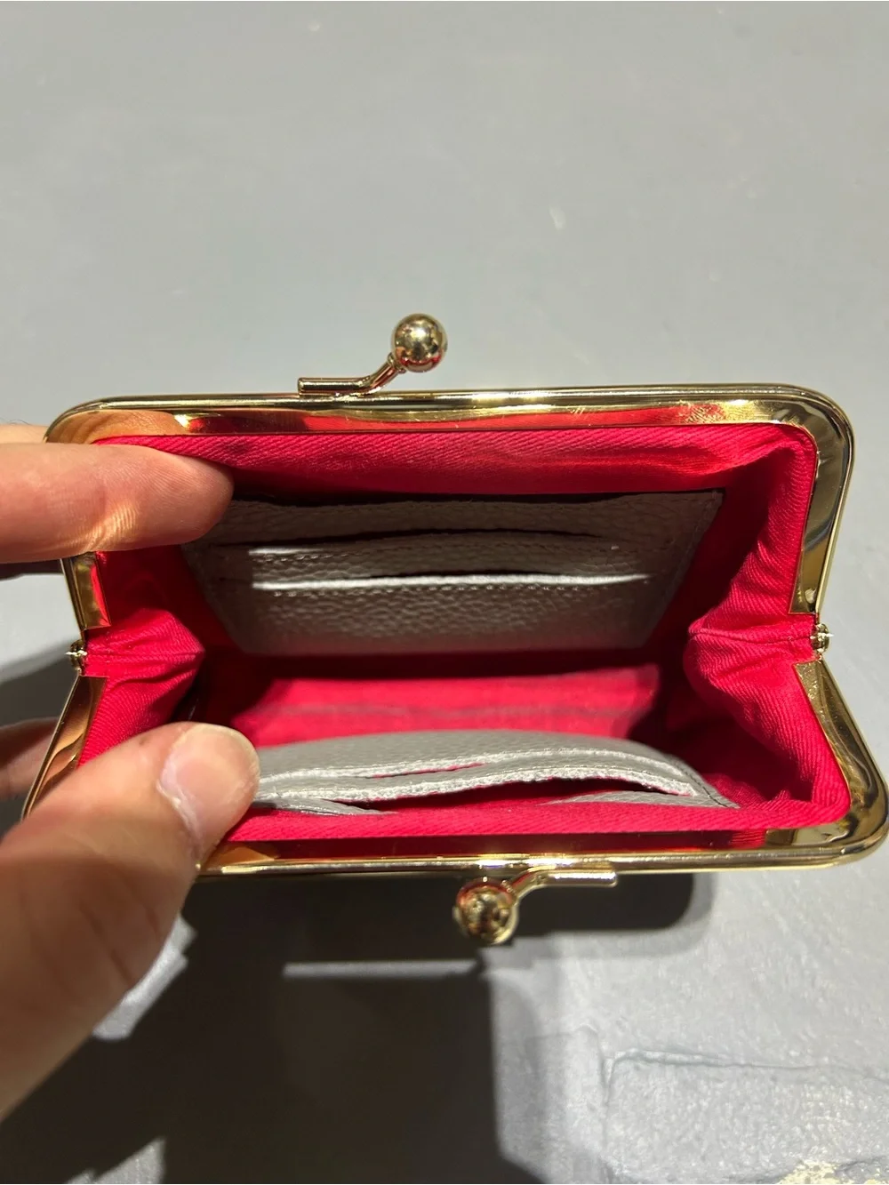 Dooney & Bourke Gray Large Framed Kisslock Leather Coin Purse
